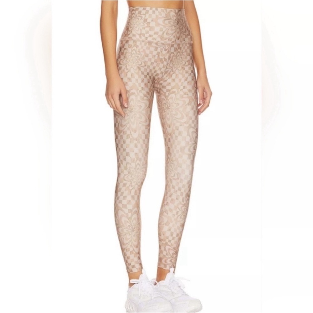 Beyond Yoga High Waisted Check Flower Floral Midi Leggings Medium